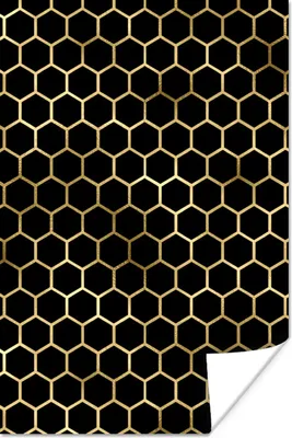 Produktbild von MuchoWow® Poster Muster - Sechseck - Gold 40x60 cm - Plakate für die Wand - Poster Babyzimmer