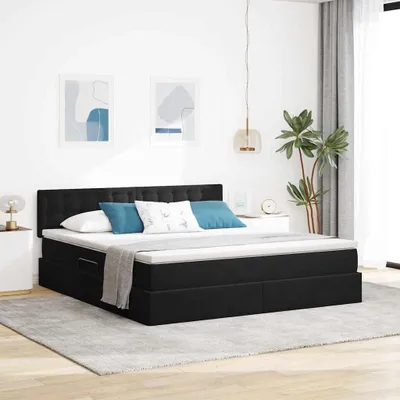 Obrázok produktu pre Maison Exclusive – Úložná posteľ s čelom, čierna, 180 x 200 cm, zamat