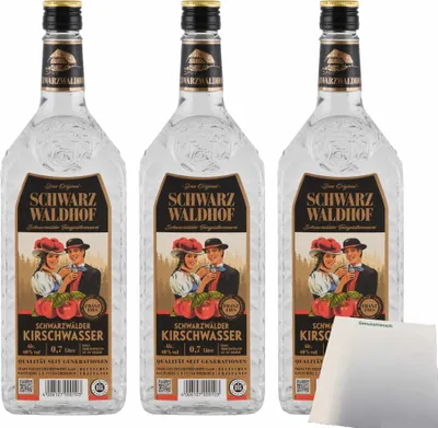 Produktbild von Schwarzwaldhof Kirschwasser 40% vol 3er Pack (3x0,7L Flasche) + usy Block