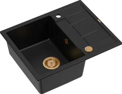 Produktbild von QUADRON Spülbecken 1-Becken Spüle | Größe: 62 x 50 x 22 cm | MORGAN 116 | Küchenspüle Granitspüle aus GraniteQ mit Siphon | Carbon & Kupfer
