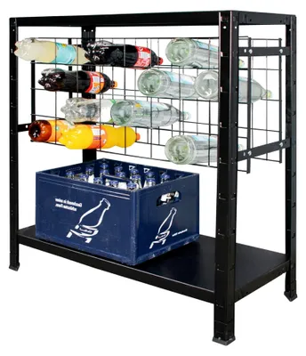 Produktbild von Weinregal für bis zu 32 Flaschen, 90x80x35 cm (HxBxT), schwarz, Getränkeregal, Weinflaschenregal, Flaschenregal