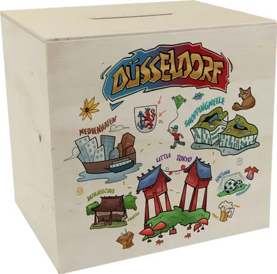 Produktbild von Düsseldorf Pop Art Comic Spardose aus Holz