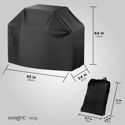 Produktbild von Grillabdeckung - Gasgrill-Abdeckung - 165 cm - Wasserdicht - Staubdicht - Winddicht - 100 % Polyester - Schwarz
