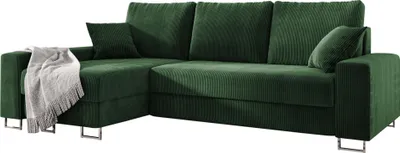 Produktbild von E-ZIMPAZ Sofa L-Form MORGAN Ecksofa mit Schlaffunktion Cord Sofa Polsterecke Eckcouch Wohnzimmersofa - Links Grün PS14