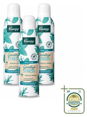 Produktbild von 3 x Kneipp Duschschaum Goodbye Stress - Wasserminze & Rosmarin - 200 ml - Vorratspackung - 3 Stücke