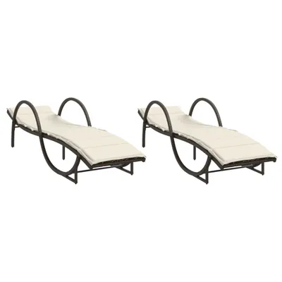 Produktbild von vidaXL Sonnenliegen 2 Stk. mit Auflagen Braun Poly Rattan