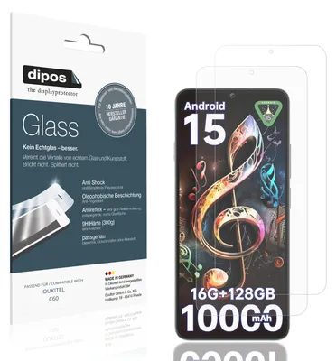 Produktbild von 2x Schutzfolie für OUKITEL C60 matt - Anti-Shock 9H Folie dipos Glass Kunststoffglas