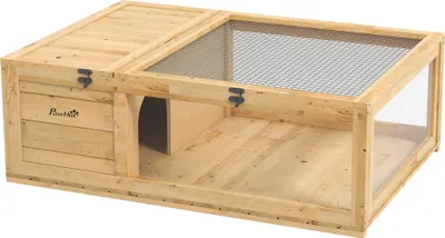 Produktbild von Schildkrötenhaus aus Holz, Schildkrötengehege mit Haupthäusern, aufklappbare Oberseite, 91 x 60,5 x 32 cm, Gelb