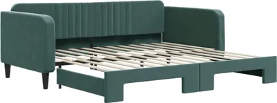 Produktbild von vidaXL Tagesbett Ausziehbar Dunkelgrün 100x200 cm Samt