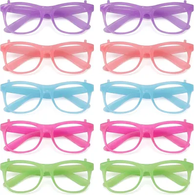 Productafbeelding van lichtgevende brillen 10 paar, 5 kleuren, feestaccessoires voor kinderen