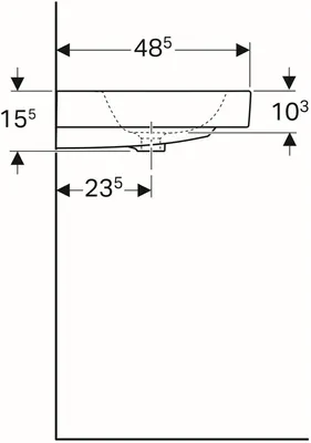 Produktbild von Geberit Waschtisch iCon ohne Hahnloch, mit Überlauf 600 x 485 mm weiß