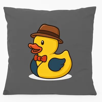 Produktbild von Huuraa Kissen Quietscheente Verkauf Comic Gummiente 40x40cm mit Füllung Steel Grey Baumwolle Dekokissen Geschenkidee