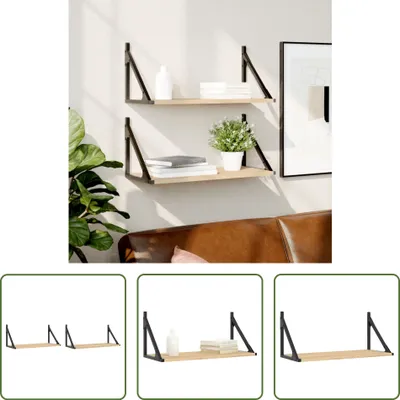 Obrázok produktu pre The Living Store Nástenné police 2 ks dub Sonoma 60x25x25,5 cm materiál na báze dreva