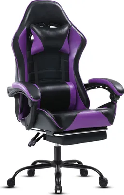 Produktbild von AIORBER Gaming-Stuhl, Kunstleder, mit Fußstütze,verstellbar, mit Rollen, ergonomisch,Bürostühle,360° drehbar,  für Schlafzimmer,Büro,65x65x123 cm, Lila