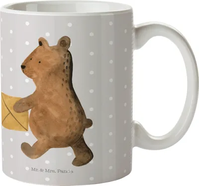 Produktbild von Mr. & Mrs. Panda Plastikbecher Bär Zuhause - Grau Pastell - Geschenk, Einzugsgeschenk Einzug Neues Haus Neue Adresse Umzug Umziehen, Pott, Mehrwegbecher, Camping Tasse