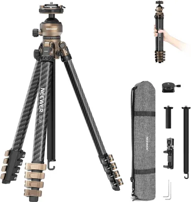 Produktbild von Reisestativ – Kamerastativ – Fotostativ – Videostativ – Stativ – Kohlefaser – 16,5 bis 155 cm