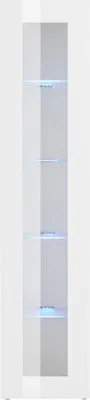Produktbild von Vitrine Enea, Sideboard mit Glasregalen, Mehrzweck-Wohnzimmermöbel mit LED-Beleuchtung, 100 %  Italy, cm 40x30h180, glänzend weiß
