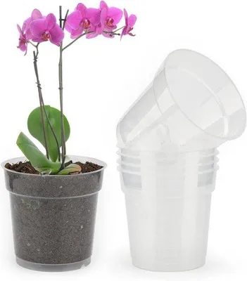 Obrázek produktu pro Průhledné plastové květináče na orchideje, 11,5 cm