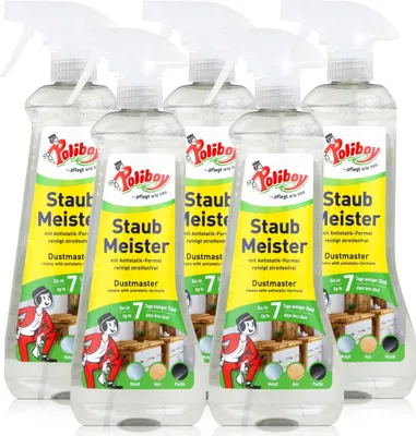 Produktbild von Poliboy Staub Meister Möbelpflege 500ml - Für Holz, Kunststoff, Glas (5er Pack)