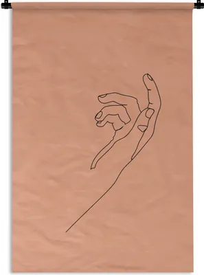 Produktbild von MuchoWow® Wandteppich Wandbehang Strichzeichnung - Hand - Orange 60x90 cm Tapisserie Dekoration Wandtuch - Foto-Teppich - Abwaschbar