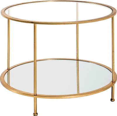 Produktbild von HAKU Beistelltisch Couchtisch gold - Metall, Sicherheitsglas 5 mm, Spiegel, B/H/T: 60x45x60 cm
