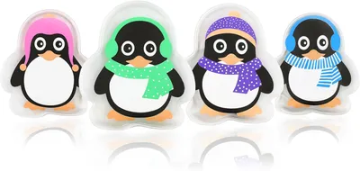 Image de Chauffe-mains pingouin - Lot de 4 - Réutilisables - 9 x 9 cm