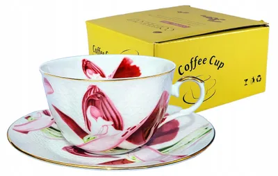 Zdjęcie produktu dla FILIŻANKA 230ml Kwiaty złoty brzeg Cienka Porcelana styl vintage Yamasen