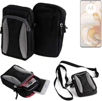 Produktbild von K-S-Trade Holster Schutz Hülle kompatibel mit Motorola Edge 50 Handy Hülle Gürteltasche Umhängetasche mit Zusatzfach schwarz