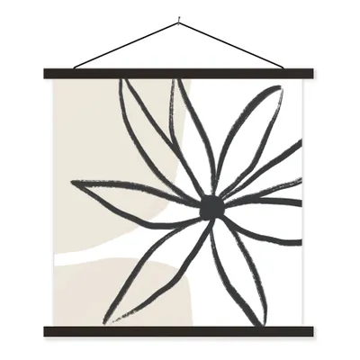 Produktbild von MuchoWow® Textilposter Blumen - Minimalismus - Pastell 90x90 cm mit schwarzem Rahmen - Magnetisches