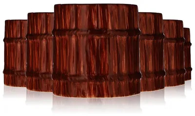 Produktbild von 6x Bumbu Rum Glas 0,34l Becher Keramikbecher, Rum-Barrel, Zuckerrohr-Optik