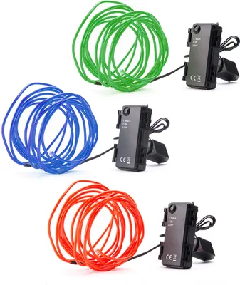 Produktbild von 3 x NCC-Licht LED Neon Farbset formbares Neonlichtband 3 x 3 Meter IP44 mit 6 x AA Batterien Rot Grün Blau mit Schalter & 6h Timer