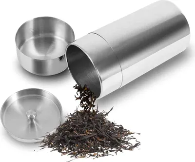 Produktbild von Edelstahl-Teedosen, Vorratsdosen für die Küche, zur Aufbewahrung von Tee, Kaffee und Zucker (S)
