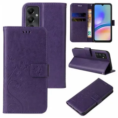Produktbild von Kunstleder Flip-Hülle Floral für Samsung Galaxy A Serie - Farbe: Violett - Modellkompatibilität: Für Samsung Galaxy A05s
