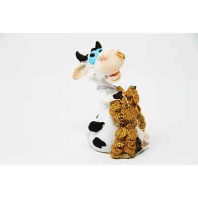 Image de Figurine animale vache avec pièces d'or Figurine décorative pour diverses occasions 8cm