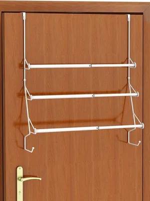 Immagine prodotto di Portasciugamani da appendere sopra la porta - portasciugamani regolabile senza forature per il bagno - gancio da appendere alla porta del bagno con 2 ganci - portasciugamani sospeso in metallo - bianco