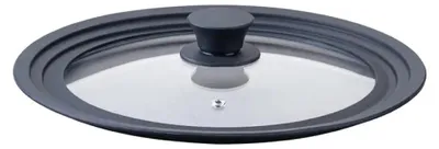 Immagine prodotto di Coperchio universale Fackelmann 688656, Adatto per pentole con diametro 24/26/28 cm, Vetro + silicone, Lavabile in lavastoviglie, Nero