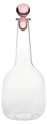 Obrázok produktu pre Šafránovo sfarbená fľaša Bilia z ružového borosilikátového skla, rafinovaný a elegantný dizajn na stôl, kompletne ručne vyrobená, jedinečný kus.