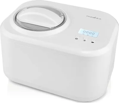 A white ice cream maker on a white background.