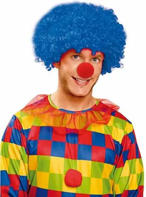 Image de My Other Me Clown Perruque bleue à cheveux bouclés
