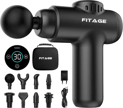 Produktbild von Mini Massage Gun, 30 Geschwindigkeiten, 12 Aufsätze, für Rücken