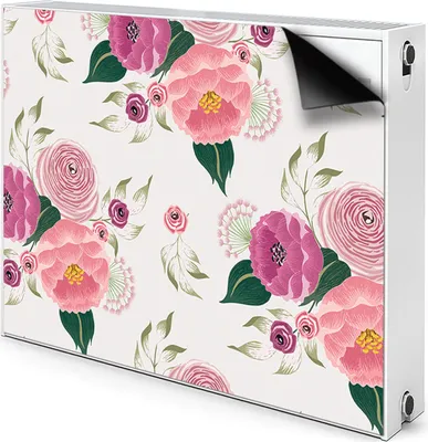 Produktbild von Magnet Heizkörperverkleidung Heizkörper-Abdeckung Heizung Heizkörper 90x60 cm  - Pinke Blumen