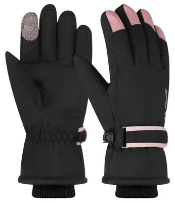 Immagine prodotto di Guanti da sci e snowboard invernali, termici, impermeabili e antivento, da donna e da uomo, colore nero