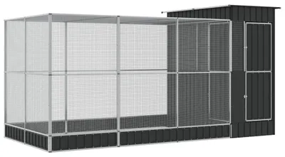 Obrázek produktu pro vidaXL Voliéra s nástavcem stříbrná 416 x 203 x 216 cm ocel