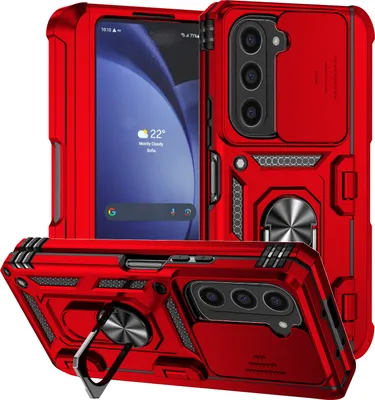 Obrázek produktu pro Hybridní pouzdro na Samsung Galaxy Z Fold 6 s prstencovým stojánkem, krytem na pant a posuvným krytem fotoaparátu Červený