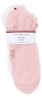 Obrázok produktu pre Tommy Hilfiger – ponožky po členky pre ženy (balenie po 2 páry) NA1282 (39 EU – 42 EU) (biele/ružové)