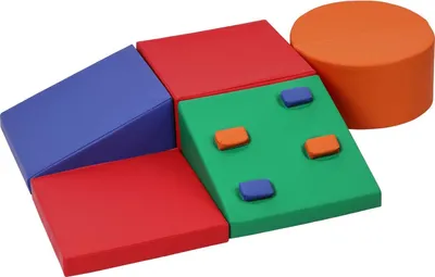 Produktbild von Schaumstoff-Softplay-Blöcke für Kleinkinder - Kletter- und Spielset 5-teilig - Weicher Schaum - Für drinnen - Kunstlederbezug - Orange