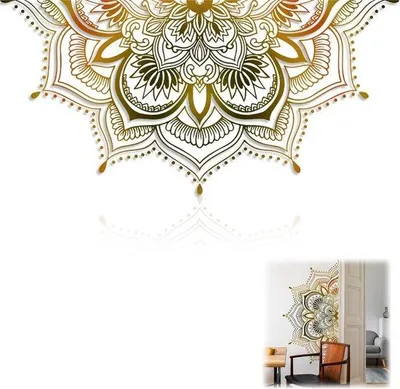 Produktbild von Famanu Wandtattoo Blumen Mandala selbstklebend - Gold