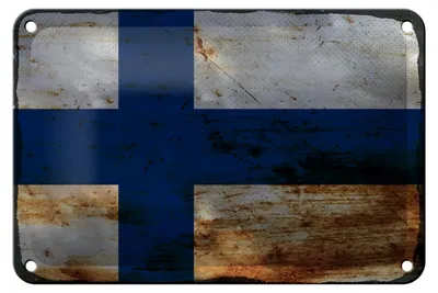 Produktbild von Blechschild Flagge Finnland 18x12cm Flag of Finland Rost Dekoration