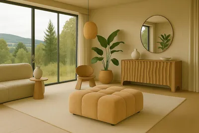 Productafbeelding van Kaiser Möbel: Hocker, modulaire hocker Bolla, bekleding: stof Bluvel, kleur: latte