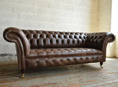 Image de Chesterfield Canapé Rembourré Canapé Classique en cuir Schaffhau 3 places - 168